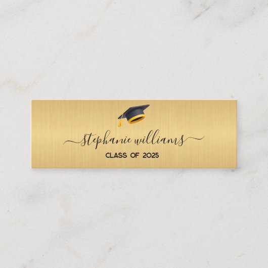 Abschluss Name Card Modern Script Insert Gold Telefonnummerkarte (Vorderseite)