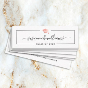 Abschluss Name Card Modern Script Rose Gold Cap Mini Visitenkarte