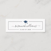 Abschluss Name Card Modernes Script Blue Cap Telefonnummerkarte (Vorderseite)