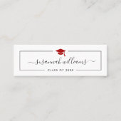 Abschluss Name Card Modernes Script Red Cap Telefonnummerkarte (Vorderseite)