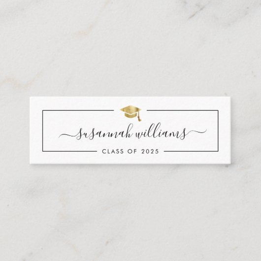 Abschluss Name Card Modernes Skript Einsetzen Gold Mini Visitenkarte (Vorderseite)