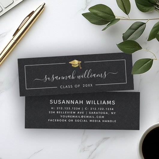 Abschluss Name Card Modernes Skript Einsetzen Gold Mini Visitenkarte