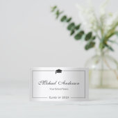 Abschluss Name Card Namecard Silver Metallic Look Telefonnummerkarte (Stehend Vorderseite)