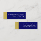 Abschluss Name Card Set, Blue/Gold Keepake Telefonnummerkarte (Vorne/Hinten)