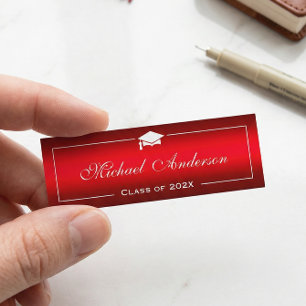 Abschluss Name Card - Stilvolle Schlichte rote Far Telefonnummerkarte