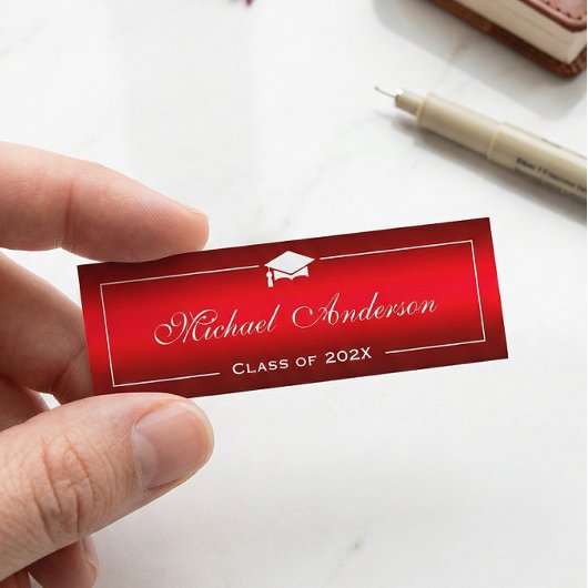 Abschluss Name Card - Stilvolle Schlichte rote Far Telefonnummerkarte