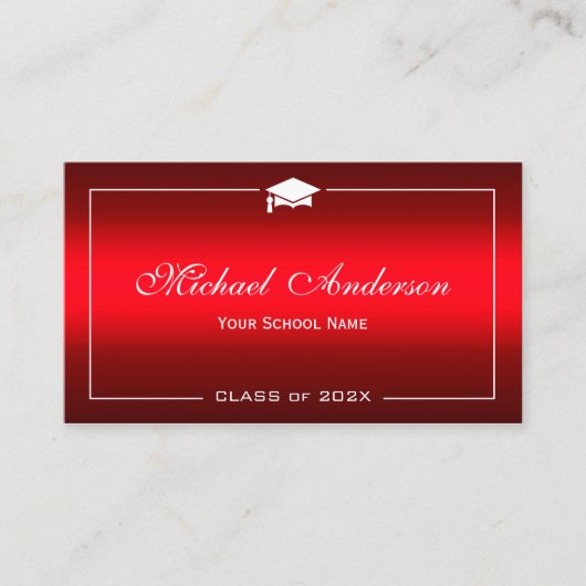 Abschluss Name Card - Stilvolle Schlichte rote Far Telefonnummerkarte (Vorderseite)