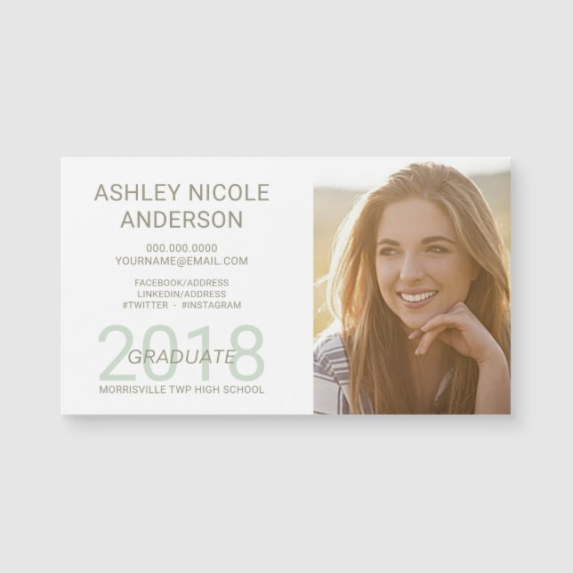 Abschluss Name Cards Student Foto Magnet (Vorderseite)