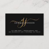 Abschluss Name Gold Monogramm Schwarze Beilage Kar Telefonnummerkarte (Rückseite)