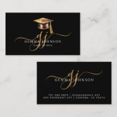 Abschluss Name Gold Monogramm Schwarze Beilage Kar Telefonnummerkarte (Vorne/Hinten)