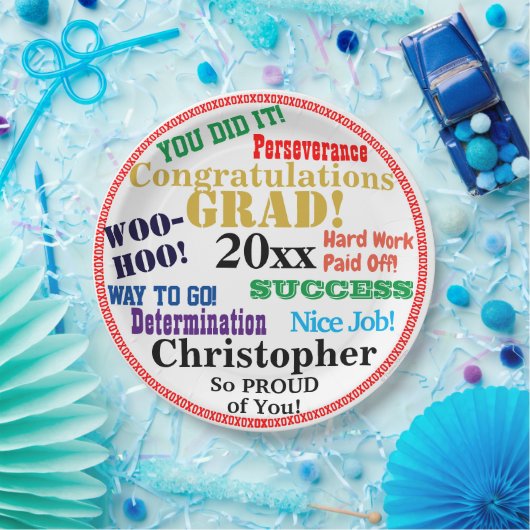 Abschluss Name Herzlichen Glückwunsch Pappteller (Party)