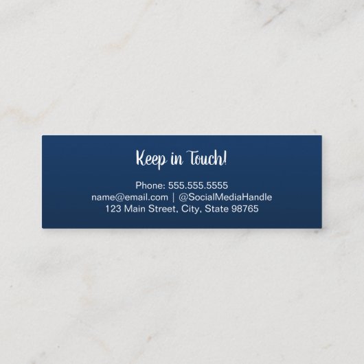 Abschluss Name Navy Blue Telefonnummerkarte (Rückseite)