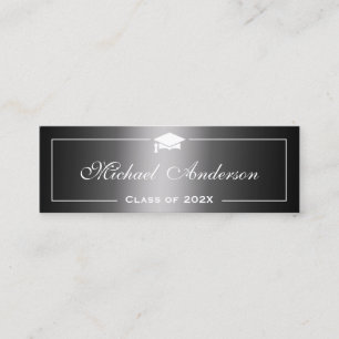 Abschluss-Namenskarte - Klassisches Schwarz-Grau-G Telefonnummerkarte