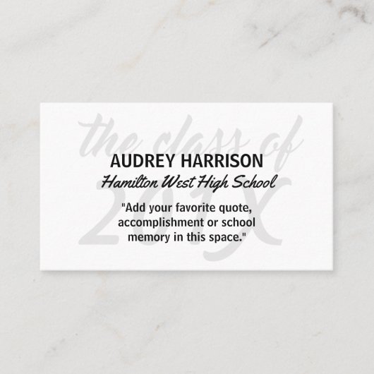 Abschluss-Namenskarten-älteres Jahr fügt grauen Telefonnummerkarte (Vorderseite)