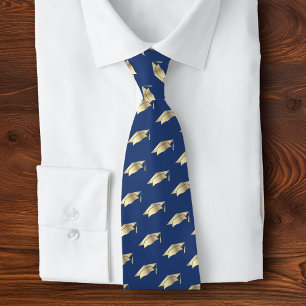 Abschluss Navy Blau Goldfolie Kappe Icon Muster Krawatte