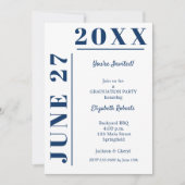 Abschluss Navy Blau und Weiß Party Einladung (Vorderseite)