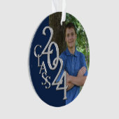 Abschluss Navy Blue 2024 Foto Ornament (Vorderseite)
