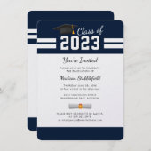 Abschluss Navy Blue 2025 Grad Party Einladung (Vorne/Hinten)