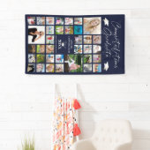 Abschluss Navy Blue Foto Collage Elegantes Skript Banner (Insitu)
