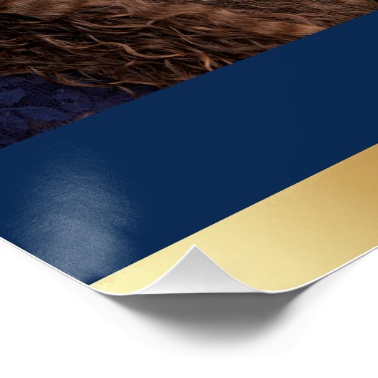 Abschluss Navy Blue Gold Satin Foto Poster (Ecke)