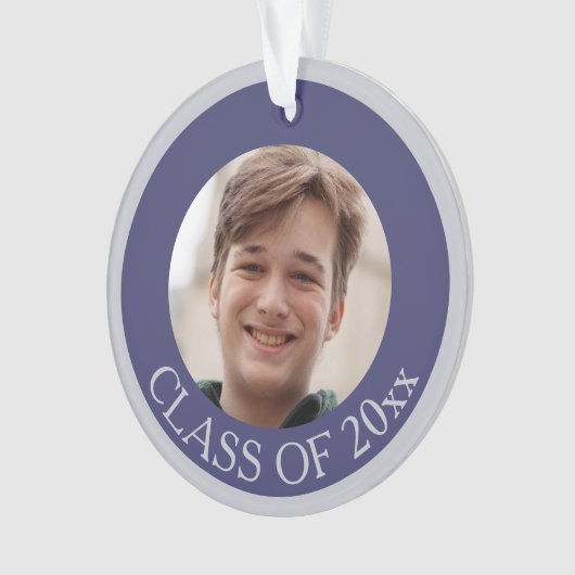 Abschluss Navy Blue Senior Picture Keepake Ornament (Vorderseite)