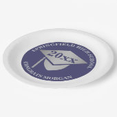 Abschluss Navy Blue Silver Decorative Party Pappteller (Schrägansicht)