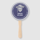 Abschluss Navy Blue Silver Foto Herzlichen Glückwu Fächer (Vorderseite)