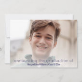 Abschluss Navy Blue Simple White Overlay Foto Ankündigung (Vorderseite)