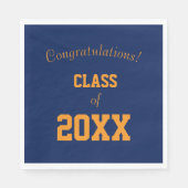 Abschluss Navy Blue und Orange School Colors Serviette (Vorderseite)