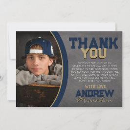 Abschluss Navy & Bronze Chalkboard Danke Karte