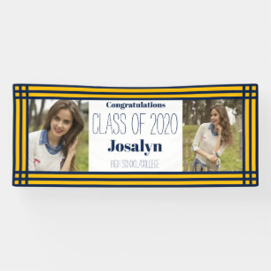 Abschluss Navy Gold Geometric Two Fotos Banner