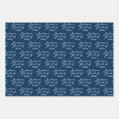 Abschluss Navy Light Blue Personalisiert Grad Geschenkpapier Set (Vorderseite)