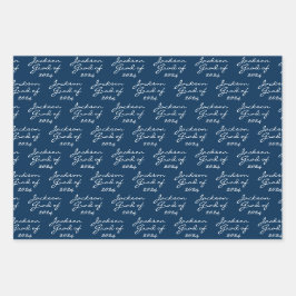 Abschluss Navy Light Blue Personalisiert Grad Geschenkpapier Set