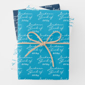 Abschluss Navy Marine Blue Personalisiert Grad Geschenkpapier Set (Beispiel)