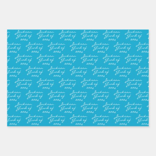 Abschluss Navy Marine Blue Personalisiert Grad Geschenkpapier Set (Vorderseite)