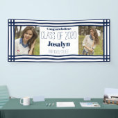 Abschluss Navy White Geometric Banner (Messe)