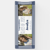 Abschluss Navy White Geometric Banner (Vertikal)