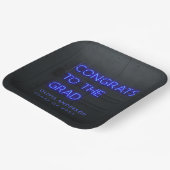 Abschluss Neon Blue Typografie moderne Glückwunsch Pappteller (Gewinkelt)