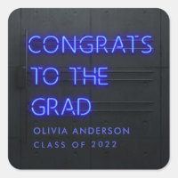Abschluss Neon Blue Typografie moderne Glückwunsch