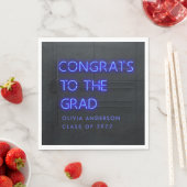 Abschluss Neon Blue Typografie moderne Glückwunsch Serviette