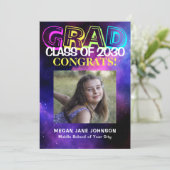 Abschluss Neon Glühwein Mittelstufe Foto Ankündigung (Stehend Vorderseite)