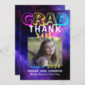 Abschluss Neon Glühwein Mittelstufe Foto Dankeskarte (Vorne/Hinten)