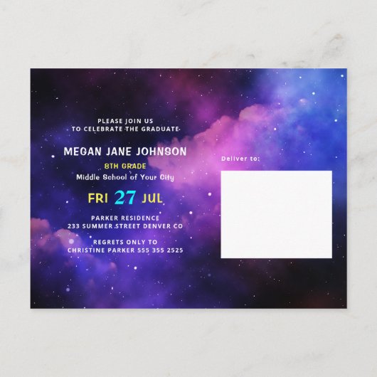 Abschluss Neon Glühwein Mittelstufe Foto Einladungspostkarte (Rückseite)