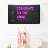 Abschluss Neon Schwarz Rosa Glückwünsche Modernes Banner (Insitu)