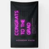 Abschluss Neon Schwarz Rosa Glückwünsche Modernes Banner (Vertikal)