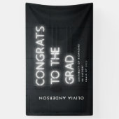 Abschluss neon Schwarz-weiße Glückwünsche Modernes Banner (Vertikal)