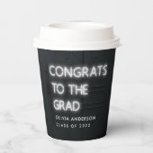 Abschluss neon weiße Typografie moderne Glückwunsc Pappbecher (Rückseite)