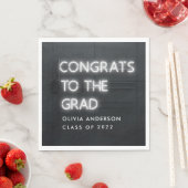 Abschluss neon weiße Typografie moderne Glückwunsc Serviette (Beispiel)