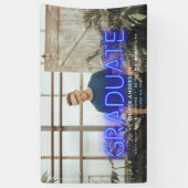 Abschluss neonblau Foto Modernes Party Banner (Vertikal)