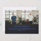 Abschluss neonblau Glückwünsche modern 2 Foto (Rückseite)